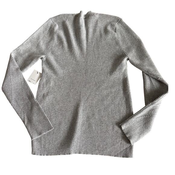 Silver Ribbed Metallic Stretch Sweater Longline Fit NWT Small - Picture 6 of 6